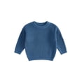 thumbnail image 1 of RUINIXCW Kids Toddler Baby Boy Girl Knit Sweater Fall Winter Warm Clothes Infant Baby Chunky Sweaters Casual Solid Color Crew Neck Pullover Knitwear Tops, 1 of 9