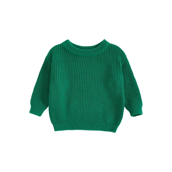 RUINIXCW Kids Toddler Baby Boy Girl Knit Sweater Fall Winter Warm Clothes Infant Baby Chunky Sweaters Casual Solid Color Crew Neck Pullover Knitwear Tops