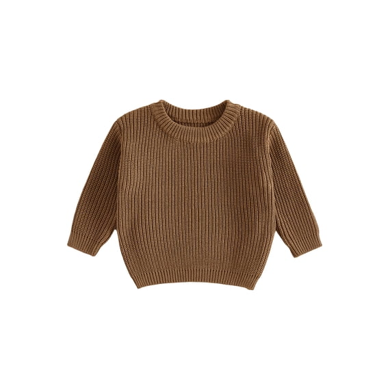 RUINIXCW Kids Toddler Baby Boy Girl Knit Sweater Fall Winter Warm Clothes Infant Baby Chunky Sweaters Casual Solid Color Crew Neck Pullover Knitwear Tops