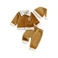 thumbnail image 1 of RUINIXCW Kids Toddler Baby Girl Boy Christmas Santa Costume Xmas Cosplay Outfit Long Sleeve Plush Lapel Velvet Button Down Jacket Coat and Pants Set Hat, 1 of 10
