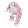 thumbnail image 1 of RUINIXCW Kids Toddler Baby Girl Christmas Silk Stain Pajamas Set Spring Fall Winter PJS Sleepwear Long Sleeve Button Down Collar Shirt Tops Pants Set, 1 of 9