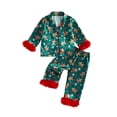 thumbnail image 1 of RUINIXCW Kids Toddler Baby Girl Christmas Silk Stain Pajamas Set Spring Fall Winter PJS Sleepwear Long Sleeve Button Down Collar Shirt Tops Pants Set, 1 of 10