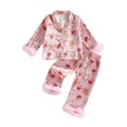 thumbnail image 1 of RUINIXCW Kids Toddler Baby Girl Christmas Silk Stain Pajamas Set Spring Fall Winter PJS Sleepwear Long Sleeve Button Down Collar Shirt Tops Pants Set, 1 of 9