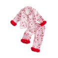 thumbnail image 1 of RUINIXCW Kids Toddler Baby Girl Christmas Silk Stain Pajamas Set Spring Fall Winter PJS Sleepwear Long Sleeve Button Down Collar Shirt Tops Pants Set, 1 of 10