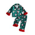 thumbnail image 1 of RUINIXCW Kids Toddler Baby Girl Christmas Silk Stain Pajamas Set Spring Fall Winter PJS Sleepwear Long Sleeve Button Down Collar Shirt Tops Pants Set, 1 of 10