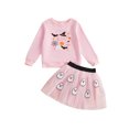 thumbnail image 1 of RUINIXCW Kids Toddler Baby Girl Halloween Outfit Little Baby Girl Spring Fall Clothes Long Sleeve Sweatshirt Top and Ghost Print Mesh Tutu Skirt Set, 1 of 9