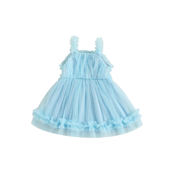 RUINIXCW Kids Toddler Baby Girl Summer Tulle Dress Birthday Cake Smash Outfit Baby Girls Photoshoot Outfits Sleeveless Mesh Ruffled Princess Birthday Baptism Wedding Party Dress