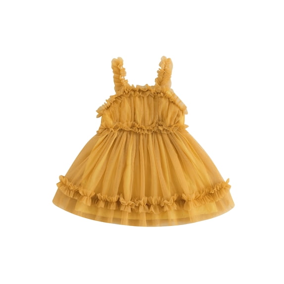 RUINIXCW Kids Toddler Baby Girl Summer Tulle Dress Birthday Cake Smash Outfit Baby Girls Photoshoot Outfits Sleeveless Mesh Ruffled Princess Birthday Baptism Wedding Party Dress