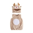 thumbnail image 1 of RUINIXCW Kids Toddler Christmas Deer Costume Newborn Baby Girl Boy Cosplay Outfit Infant Fall Winter Clothes Warm Fleece Sleeveless Vest Top Hat Set, 1 of 10