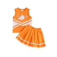 thumbnail image 1 of RUINIXCW Kids Toddler Girl Soccer Cheerleader Cheer Team Uniforms for Girls Practice Tank Top with Pleated Skirt Set Rooter Stage Suit Summer Game Day Cheerleading Costume, 1 of 8