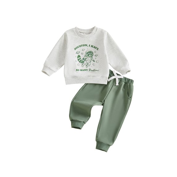 RUINIXCW Little Boy Winter Fall Outfit Printed Long Sleeve Sweatshirt and Joggers