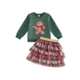 thumbnail image 1 of RUINIXCW Little Girl Christmas Outfit Crew Neck Long Sleeve Sweatshirt  Plaid Skirt, 1 of 8