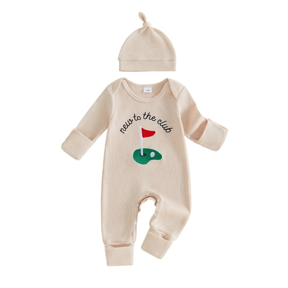 RUINIXCW Mama's Boy Outfit Newborn Baby Boy Hospital Coming Home Outfit Waffled Romper Infant Baby Girls Fall Winter Clothes Long Sleeve Jumpsuit Hat Set