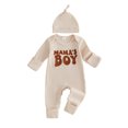 thumbnail image 1 of RUINIXCW Mama's Boy Outfit Newborn Baby Boy Hospital Coming Home Outfit Waffled Romper Infant Baby Girls Fall Winter Clothes Long Sleeve Jumpsuit Hat Set, 1 of 8