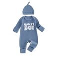 thumbnail image 1 of RUINIXCW Mama's Boy Outfit Newborn Baby Boy Hospital Coming Home Outfit Waffled Romper Infant Baby Girls Fall Winter Clothes Long Sleeve Jumpsuit Hat Set, 1 of 9