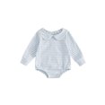 thumbnail image 1 of RUINIXCW Nebworn Baby Girl Boy Spring Fall Winter Clothes Infant Baby Striped Bubble Romper Long Sleeve Peter Pan Doll Collar Bodysuit Bodysuit Playsuit, 1 of 9