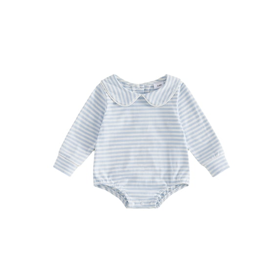 RUINIXCW Nebworn Baby Girl Boy Spring Fall Winter Clothes Infant Baby Striped Bubble Romper Long Sleeve Peter Pan Doll Collar Bodysuit Bodysuit Playsuit