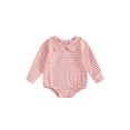 thumbnail image 1 of RUINIXCW Nebworn Baby Girl Boy Spring Fall Winter Clothes Infant Baby Striped Bubble Romper Long Sleeve Peter Pan Doll Collar Bodysuit Bodysuit Playsuit, 1 of 9