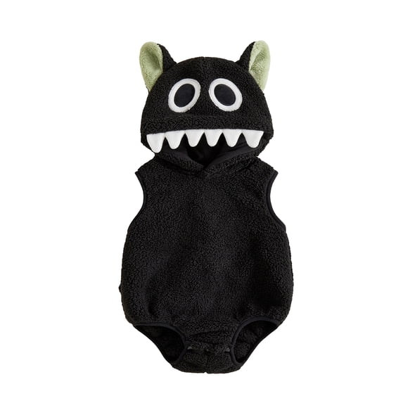 RUINIXCW Nebworn Baby Halloween Bat Monster Costume Infant Baby Girl Boy Halloween Outfit Fall Winter Clothes Warm Plush Sleeveless Hood Romper Playsuit