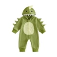 thumbnail image 1 of RUINIXCW Nebworn Baby Halloween Dinosaur Costume Infant Baby Girl Boy Halloween Outfit Fall Winter Jumpsuit Waffled Jumpsuit Long Sleeve Hood Romper, 1 of 10