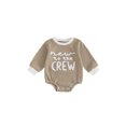 thumbnail image 1 of RUINIXCW New to The Crew Baby Boy Girl Fall Winter Outfit Bubble Romper Newborn Baby Boy Girl Hospital Coming Home Outfit Waffled Striped Letter Long Sleeve Bodysuit, 1 of 8