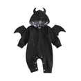 thumbnail image 1 of RUINIXCW Newborn Baby Bat Costume Kids Halloween Cosplay Costume Infant Baby Boy Fall Winter Clothes Jumpsuit Long Sleeve Zip Up Hooded Romper Wings, 1 of 10