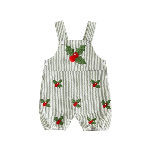 RUINIXCW Newborn Baby Boy Christmas Outfit Infant Boys Romper Overalls Xmas Clothes Striped Cute Embroidery Sleeveless Jumpsuit Shorts