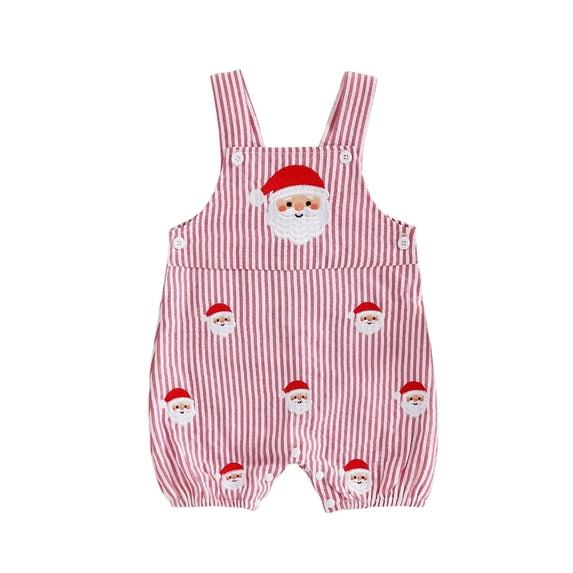 RUINIXCW Newborn Baby Boy Christmas Outfit Infant Boys Romper Overalls Xmas Clothes Striped Cute Embroidery Sleeveless Jumpsuit Shorts