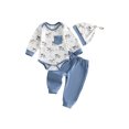 thumbnail image 1 of RUINIXCW Newborn Baby Boy Duck Outfit Infant Baby Boys Spring Fall Winter Clothes Mallard Print  Long Sleeve Romper Pants and Hat Set, 1 of 10