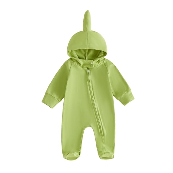 RUINIXCW Newborn Baby Boy Girl Boy Halloween Dipsy Costume Infant Baby Fall Winter Outfit Green Footed Romper Long Sleeve Zip Hooded Footie Jumpsuit