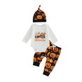 thumbnail image 1 of RUINIXCW Newborn Baby Boy Girl My First Halloween Outfit Infant Baby Fall Winter Clothes Pumpkin in Truck Print Long Sleeve Romper and Long Pants Hat Set, 1 of 9