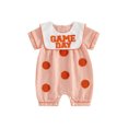 thumbnail image 1 of RUINIXCW Newborn Baby Boy Girl Game Day Outfit Infant Baby Boys Summer Fall Clothes Striped Romper Football Baseball Basketball Embroidery Doll Collar Short Sleeve Jumpsuit, 1 of 9