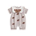 thumbnail image 1 of RUINIXCW Newborn Baby Boy Girl Game Day Outfit Infant Baby Boys Summer Fall Clothes Striped Romper Football Baseball Basketball Embroidery Doll Collar Short Sleeve Jumpsuit, 1 of 9