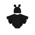 thumbnail image 1 of RUINIXCW Newborn Baby Boy Girl Halloween Bat Costume Infant Baby Black Crochet Knit Sweater Romper Hat Set Baby Photoshoot Birthday Party Cosplay Outfit, 1 of 10