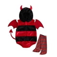 thumbnail image 1 of RUINIXCW Newborn Baby Boy Girl Halloween Devil Costume Infant Cosplay Outfit Fall Winter Clothes Fleece Sleeveless Hooded Romper Wings Stockings Set, 1 of 10