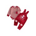 thumbnail image 1 of RUINIXCW Newborn Baby Boy Girl My First Christmas Outfit Infant Fall Winter Clothes Stripe Long Sleeve Romper Embroidery Velvet Overalls Pants Set, 1 of 10
