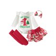 thumbnail image 1 of RUINIXCW Newborn Baby Boy Girl My First Christmas Outfit Infant Girls Fall Winter Clothes Letters Romper and Plaid Skirt Headband Long Socks 4Pcs Set, 1 of 10