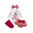 thumbnail image 1 of RUINIXCW Newborn Baby Boy Girl My First Christmas Outfit Infant Girls Fall Winter Clothes Letters Romper and Plaid Skirt Headband Long Socks 4Pcs Set, 1 of 10