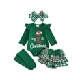 thumbnail image 1 of RUINIXCW Newborn Baby Boy Girl My First Christmas Outfit Infant Girls Fall Winter Clothes Letters Romper and Plaid Skirt Headband Long Socks 4Pcs Set, 1 of 10