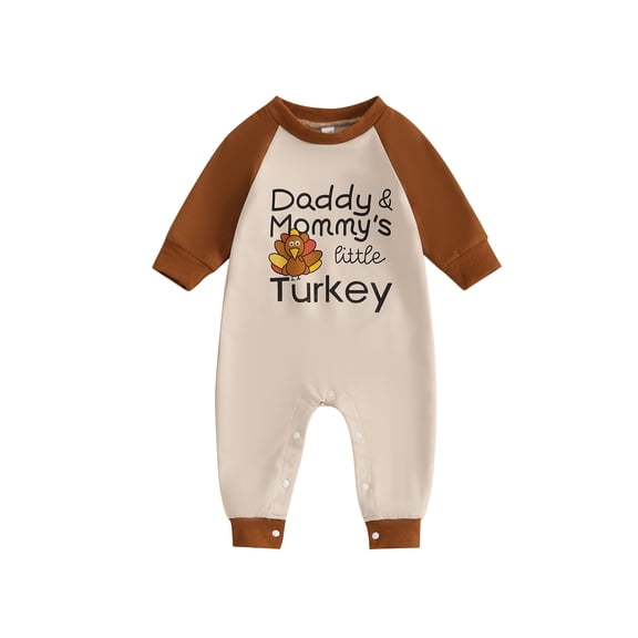 RUINIXCW Newborn Baby Boy Girl My First Thanksgiving Outfit Romper Infant Boy Girl Fall Winter Clothes Turcky Letters Embroidery Long Sleeve Jumpsuit