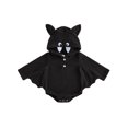 thumbnail image 1 of RUINIXCW Newborn Baby Boy Halloween Bat Costume Infant Animal Cosplay Outfit Fall Winter Clothes Eye Embroidery Black Long Sleeve Hooded Romper Wings, 1 of 10