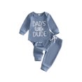 thumbnail image 1 of RUINIXCW Newborn Baby Boy Hospital Coming Home Outfit Waffled Romper Infant Baby Boys Fall Winter Clothes Dad's Little Dude Embroidery Long Sleeve Romper Pants Set, 1 of 9