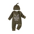 thumbnail image 1 of RUINIXCW Newborn Baby Boy Hospital Coming Home Outfit Waffled Romper Infant Baby Boys Fall Winter Duck Hunting Clothes Mallard Embroidery Long Sleeve Jumpsuit Hat Set, 1 of 9