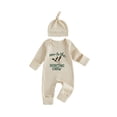 thumbnail image 1 of RUINIXCW Newborn Baby Boy Hospital Coming Home Outfit Waffled Romper Infant Baby Boys Fall Winter Duck Hunting Clothes Mallard Embroidery Long Sleeve Jumpsuit Hat Set, 1 of 9