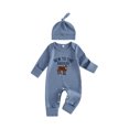 thumbnail image 1 of RUINIXCW Newborn Baby Boy Hospital Coming Home Outfit Waffled Romper Infant Baby Boys Fall Winter Duck Hunting Clothes Mallard Embroidery Long Sleeve Jumpsuit Hat Set, 1 of 9
