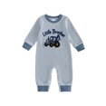thumbnail image 1 of RUINIXCW Newborn Baby Boy Little Brother Outfit Infant Baby Boys Fall Winter Waffled Romper Clothes Stripe Letter Excavator Embroidery Long Sleeve Jumpsuit, 1 of 9