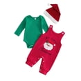 thumbnail image 1 of RUINIXCW Newborn Baby Boy My First Christmas Outfit Infant Boys Fall Winter Xmas Clothes Rib Long Sleeve Rompers Letter Embroidery Overalls Pants Hat, 1 of 10