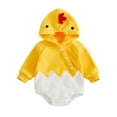 thumbnail image 1 of RUINIXCW Newborn Baby Girl Boy Chick Costume Infant Halloween Easter Outfit Spring Fall Winter Clothes Chicken Romper Long Sleeve Hooded Jumpsuit, 1 of 10