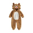 thumbnail image 1 of RUINIXCW Newborn Baby Girl Boy Christmas Reindeer Costume Kid Infant Fall Winter Outfit Fleece Snowsuit Footed Jumpsuit Long Sleeve Hooded Zip Romper, 1 of 10