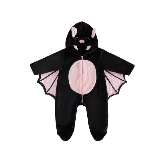 RUINIXCW Newborn Baby Girl Boy Halloween Bat Costume Cosplay Outfit Infant Fall Winter Clothes Snowsuit Plush Footed Jumpsuit Long Sleeve Hooded Romper